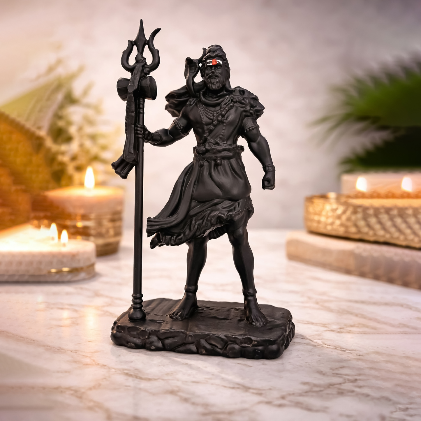 Premium Black Lord Shiva Statue with Trishul – Mahadev Idol for Home Temple & Decor